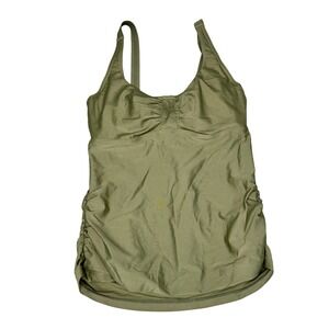 prAna Women Olive Green Ruched Underwire Tankini Swim Top 34D/S